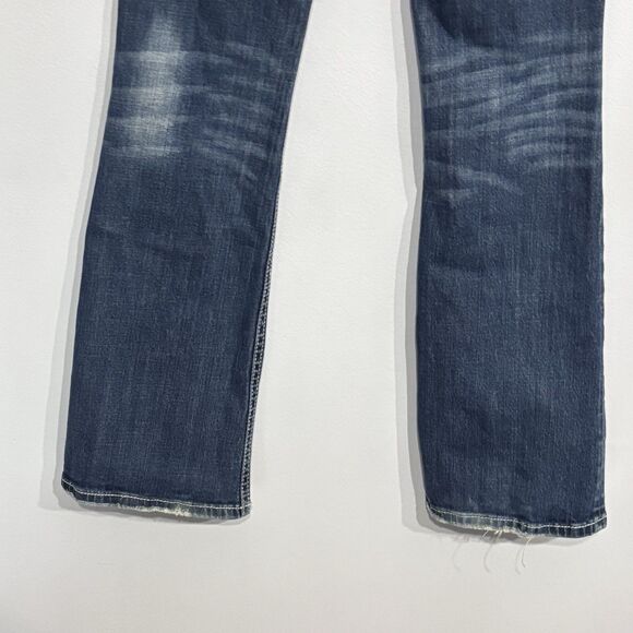 Rerock Express Women's Bootcut Blue Denim Distressed Jeans Size 8R Embroidered - Picture 8 of 15